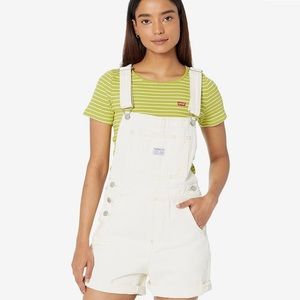 Levi white denim overalls